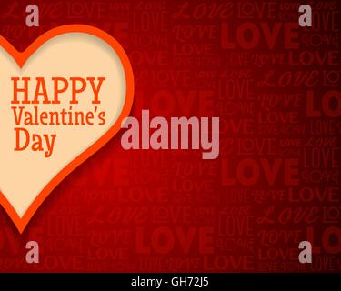 Il giorno di San Valentino biglietto di auguri, sfondo con grande cuore sulla sinistra. Illustrazione Vettoriale Illustrazione Vettoriale