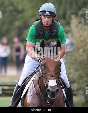 Rio de Janeiro, Brasile. 8 agosto, 2016. Contrassegnare Kyle (IRL) JEMILLA equitazione. Gestione degli eventi equestri Cross country (XC). Olympic Centre equestre. Deodoro. Credito: Sport In immagini/Alamy Live News Foto Stock