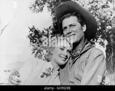 SHIRLEY JONES (Laurey Williams), GORDON MACRAE (Curly McLain) Film, Fernsehen, Literaturverfilmung, Western, musicale, 50er Regie: Fred Zinnemann aka. Oklahoma Foto Stock