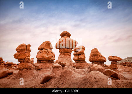Hoodoos in Goblin Valley State Park, Utah, Stati Uniti d'America Foto Stock