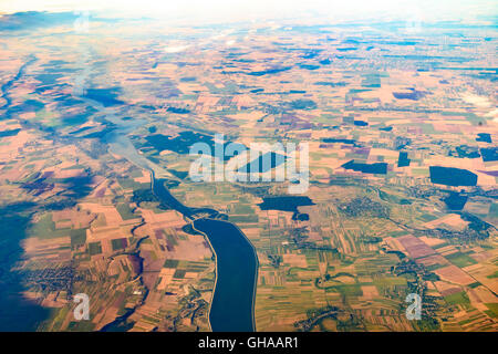 Foto di terra da 10.000m (32.000 piedi) al di sopra del potenziale di terra Foto Stock