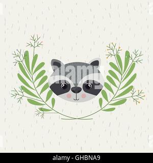 Raccoon carina icona della fauna selvatica Illustrazione Vettoriale