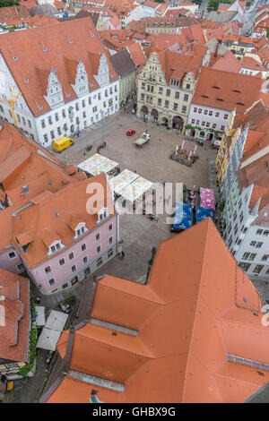 Geografia / viaggi, in Germania, in Sassonia, Meissen, marketplace e sul tetto della Frauenkirche (Chiesa di Nostra Signora), Additional-Rights-Clearance-Info-Not-Available Foto Stock