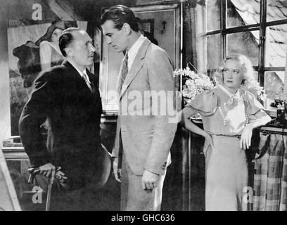 Serenata ZU DRITT Design per vivere USA 1933 Max Plunkett (Edward Everett Horton), George Curtis (Gary Cooper), Gilda Farrell (MIRIAM HOPKINS) aka. Design da vivere Foto Stock