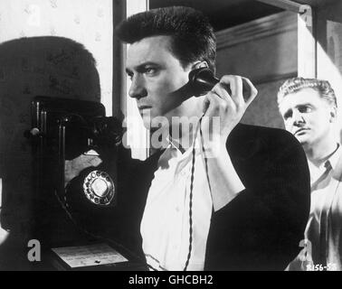 Camera AL TOP UK 1959 Jack Clayton LAURENCE HARVEY (Joe Lampton) sul telefono di antiquariato. Regie: Jack Clayton Foto Stock