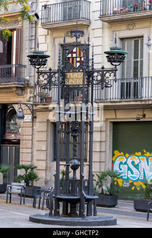 Bella strada lampada da Barcellona di Spagna Foto Stock