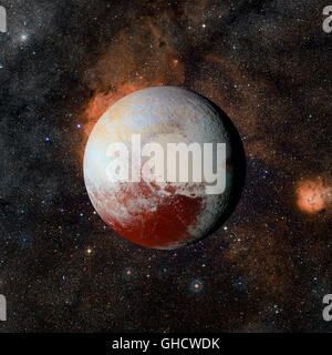 Sistema solare pianeta su sfondo nebulosa. Foto Stock