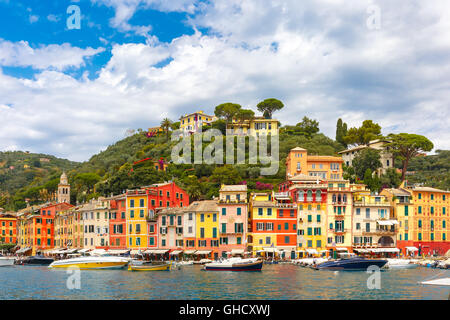 Panorama di Portofino Riviera Ligure, Liguria Foto Stock