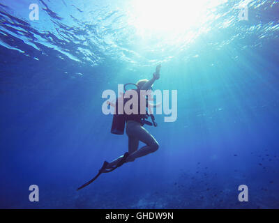 Scuba Diver underwater Foto Stock