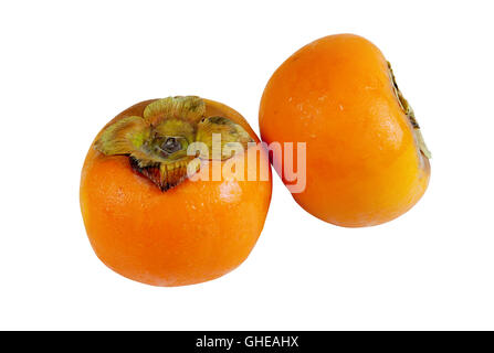 Persimmon frutto isolato su sfondo bianco. Con il tracciato di ritaglio Foto Stock