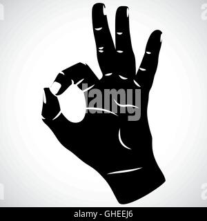 Icona segno di mano OK per un utilizzo creativo in graphic design Illustrazione Vettoriale