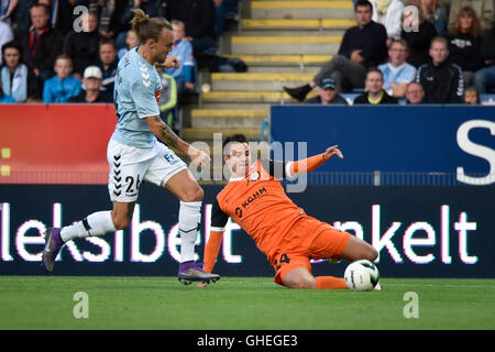 HADERSLEV, DENAMRK - Agosto 4, 2016: Terzo Round eliminazione a European League match SonderjyskE - KGHM Zaglebie Lubin 1:1. Foto Stock