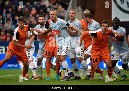 HADERSLEV, DENAMRK - Agosto 4, 2016: Terzo Round eliminazione a European League match SonderjyskE - KGHM Zaglebie Lubin 1:1. Foto Stock