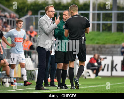 HADERSLEV, DENAMRK - Agosto 4, 2016: Terzo Round eliminazione a European League match SonderjyskE - KGHM Zaglebie Lubin 1:1. Foto Stock