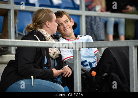 HADERSLEV, DENAMRK - Agosto 4, 2016: Terzo Round eliminazione a European League match SonderjyskE - KGHM Zaglebie Lubin 1:1. Foto Stock