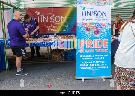 Leeds Gay Pride 2016, LGBT decimo anniversario di una celebrazione di amore, di comprensione, la tolleranza, il colore e la libertà. Foto Stock