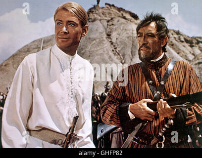 LAWRENCE D'ARABIA UK 1962 David Lean Peter O'Toole (T.E. Lawrence) e Anthony Quinn (Auda abu Tayi) Regie: David Lean Foto Stock