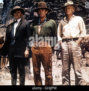 1843 bricht ein Siedlertreck von Missouri nach Westen auf. Sein Ziel ist Oregon, rund 2.500 chilometro ent-fernt. Auf diesem langen und beschwerlichen Weg müs-sen die Menschen, die eine neue Heimat suchen, viele gefährliche Abenteuer bestehen .... KIRK DOUGLAS ROBERT MITCHUM RICHARD WIDMARK Regie: Andrew V. McLaglen aka. Il modo in occidente Foto Stock