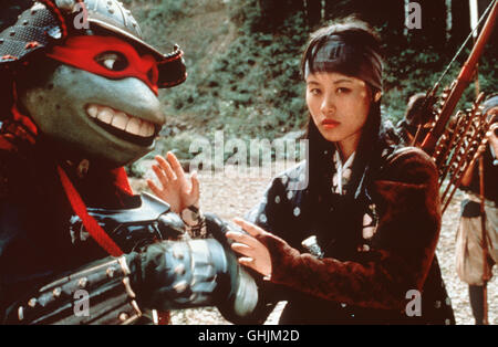 TEENAGE MUTANT tartarughe ninja III, Paige Turco, Elias Koteas, 1993,  (c)New Line Cinema/cortesia Everett Collection Foto stock - Alamy