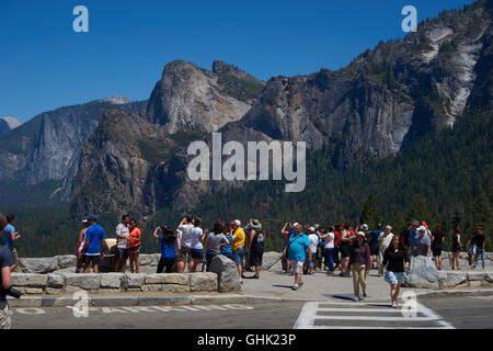 Turista nel Parco Nazionale di Yosemite. In California. Stati Uniti d'America Foto Stock