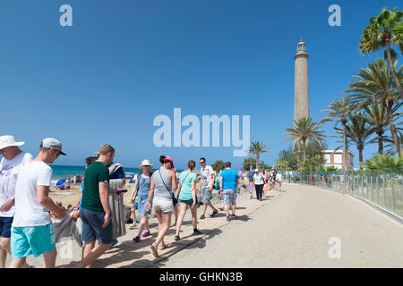 MASPALOMAS, GRAN CANARIA - Agosto 2, 2016: Faro di Maspalomas Beach, nel comune di San Bartolome de Tirajana , Gr Foto Stock