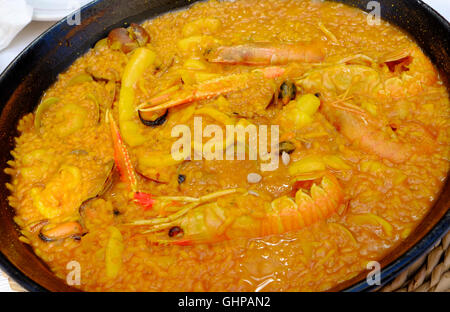 La paella di frutti di mare, Aguilas, Spagna Foto Stock