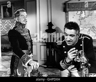 DER DOPPELGÄNGER DES KÖNIGS - Lorenzo König von Mandorra steht kurz vor der Hochzeit mit Teresa von Caruna - era cugino Lorenzos Ramon gar nicht gefällt: Ramon insziniert einen Jagdunfall, bei der dem König schwer verletzt wird... Bild: (FAY ROOPE), Prinz Ramon (Anthony Quinn) Regie: Phil Karlson aka. Il Brigante Foto Stock