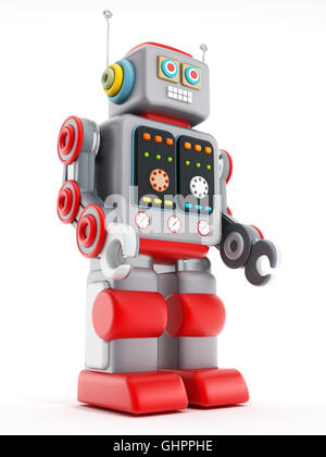 Vintage robot giocattolo isolati su sfondo bianco. 3D'illustrazione. Foto Stock