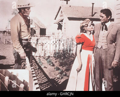 WEITES LAND - James McKay (Gregory Peck, r.) ein Reederssohn aus Baltimore, kommt nach San Rafael, um die Rancherstochter Pat Terrill (CARROLL BAKER) zu heiraten. Doch Steve Leech (Charlton Heston), der Verwalter der Rinderfarm von picchietti Vater, sihet in McKay einen unerwünschten Nebenbuhler ... Regie: William Wyler aka. Il grande paese Foto Stock