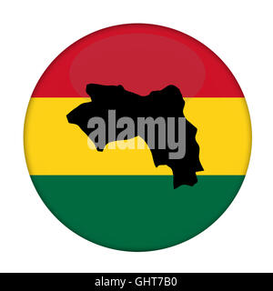 Mappa di Guinea su un Rastafarian bandiera pulsante, sfondo bianco. Foto Stock