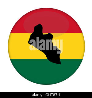 Liberia mappa su un Rastafarian bandiera pulsante, sfondo bianco. Foto Stock