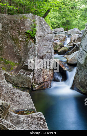 Lost River in stretto parente tacca di Woodstock, New Hampshire durante i mesi estivi. Foto Stock