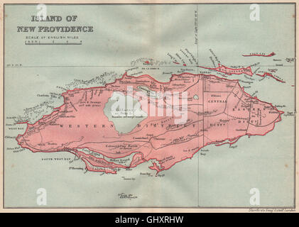 NEW PROVIDENCE. Vintage map. Bahamas. Caraibi, 1914 Foto Stock