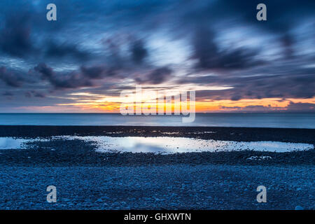 Ultima luce su Porlock Bay, Porlock, Exmoor Somerset REGNO UNITO Foto Stock