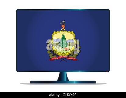 Un TV o sullo schermo del computer con il Vermont bandiera di stato Illustrazione Vettoriale