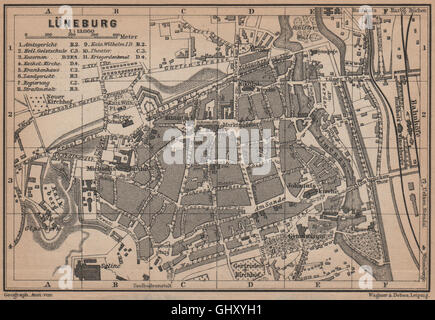 LÜNEBURG città antica città stadtplan. Lunenburg. Bassa Sassonia karte ...