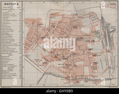 RAVENNA città antica città del piano urbanistico di pianoforte. Mappa Italia, 1909 Foto Stock