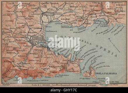 GOLFO DELLA SPEZIA. La Spezia dintorni. Lerici isola Palmaria. L'Italia, 1899 Mappa Foto Stock