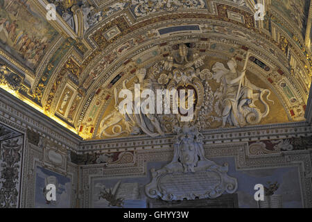 Dettaglio del soffitto, Galleria delle Carte Geografiche (Mappa Gallery), Musei Vaticani, Vaticano, Roma, Italia. Foto Stock