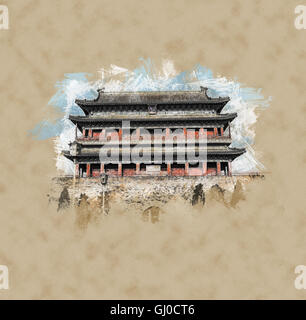 Pechino, Cina a Zhengyangmen Gatehouse in piazza Tiananmen Foto Stock