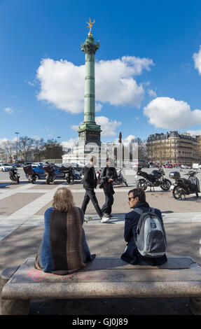 Place de la Bastille, Parigi, Francia Foto Stock