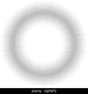 Illustrazione vettoriale di un halftone grigio circolare forma ombreggiata Illustrazione Vettoriale
