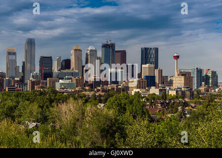 Skyline del centro di Calgary, Alberta, Canada Foto Stock