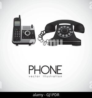 Illustrazione di un telefono rotante e un telefono cordless vettore illus Illustrazione Vettoriale