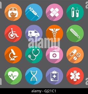 Un simpatico icon set con un sacco di healthcare icone a tema. file EPS è v.10, no i lucidi utilizzati. tutte le icone sono stratificati e prope Illustrazione Vettoriale