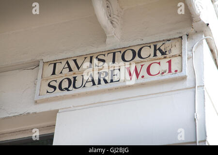 Tavistock Square strada segno. wc1, Londra 2016. Foto Stock