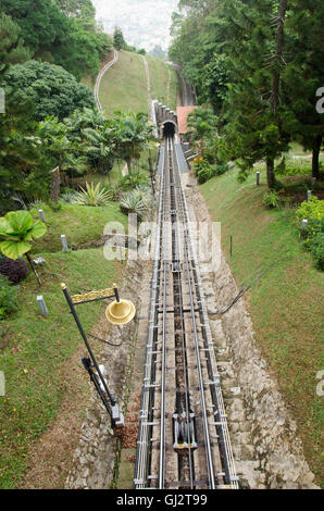 Il treno o il tram per viaggiatori e passender su e giù per la collina Penang il 26 aprile 2016 in Penang, Malaysia Foto Stock