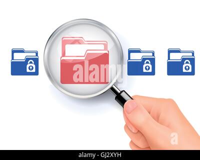 3D immagine della lente di ingrandimento sopra l'icona Illustrazione Vettoriale