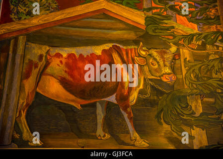 Galleria Est, Close-up di mucca, Municipio di Oslo, Oslo, Norvegia, Scandinavia Foto Stock