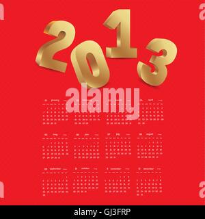 Illustrazione del calendario 2013 con i numeri nel vettore 3D illustra Illustrazione Vettoriale
